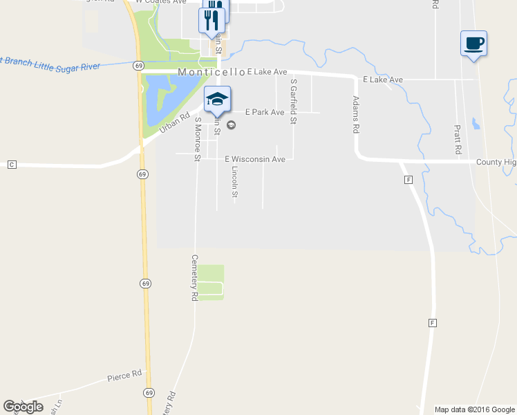 map of restaurants, bars, coffee shops, grocery stores, and more near 517 Montesian Court in Monticello