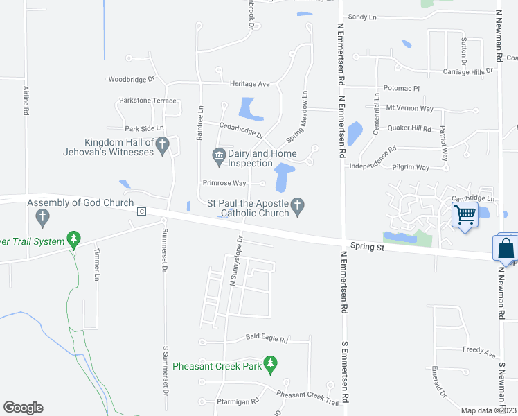 map of restaurants, bars, coffee shops, grocery stores, and more near 6521 Springhill Court in Mount Pleasant