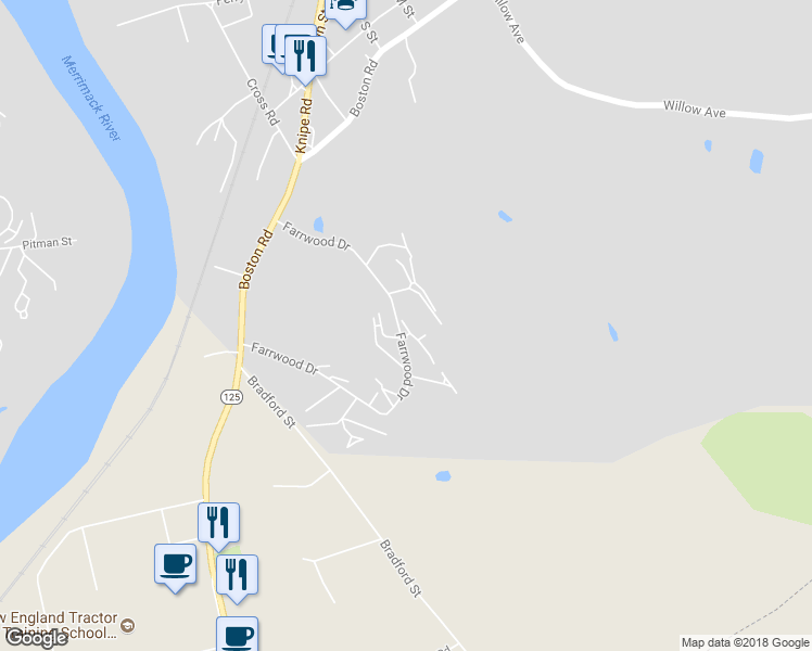 map of restaurants, bars, coffee shops, grocery stores, and more near 97 Farrwood Drive in Haverhill