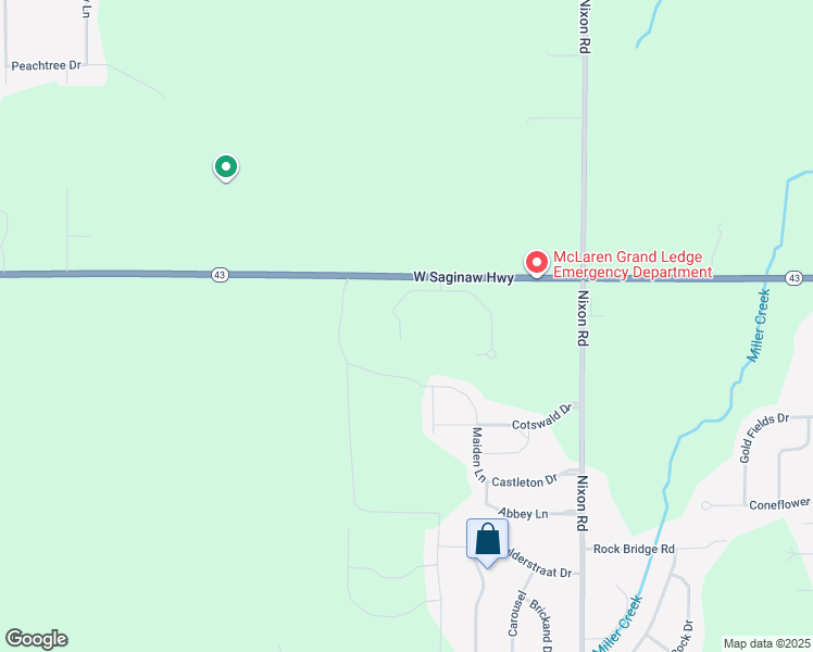 map of restaurants, bars, coffee shops, grocery stores, and more near 6701 Ambassador Avenue in Grand Ledge