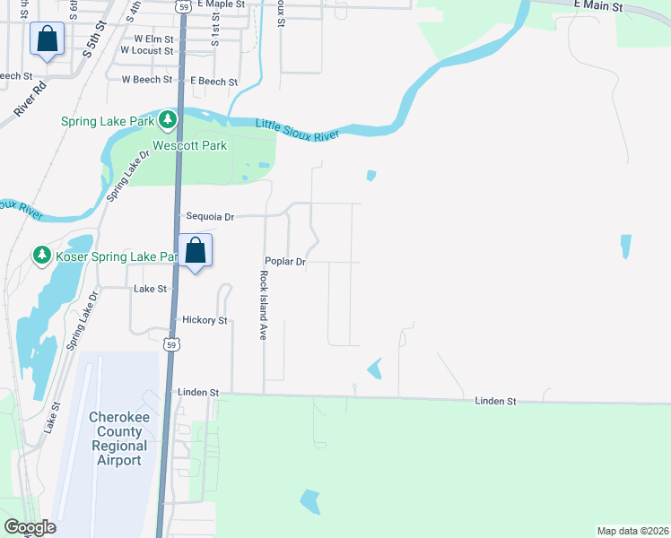 map of restaurants, bars, coffee shops, grocery stores, and more near 812 Amber Drive in Cherokee