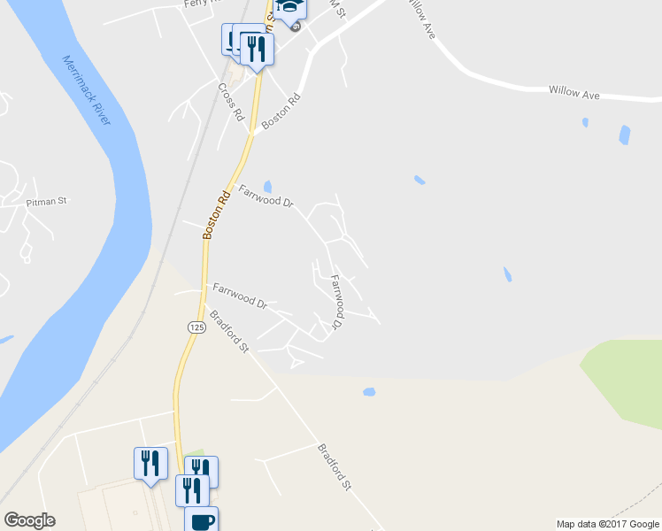 map of restaurants, bars, coffee shops, grocery stores, and more near 200 Farrwood Drive in Haverhill