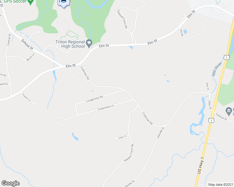 map of restaurants, bars, coffee shops, grocery stores, and more near 13 Longbrook Road in Newbury