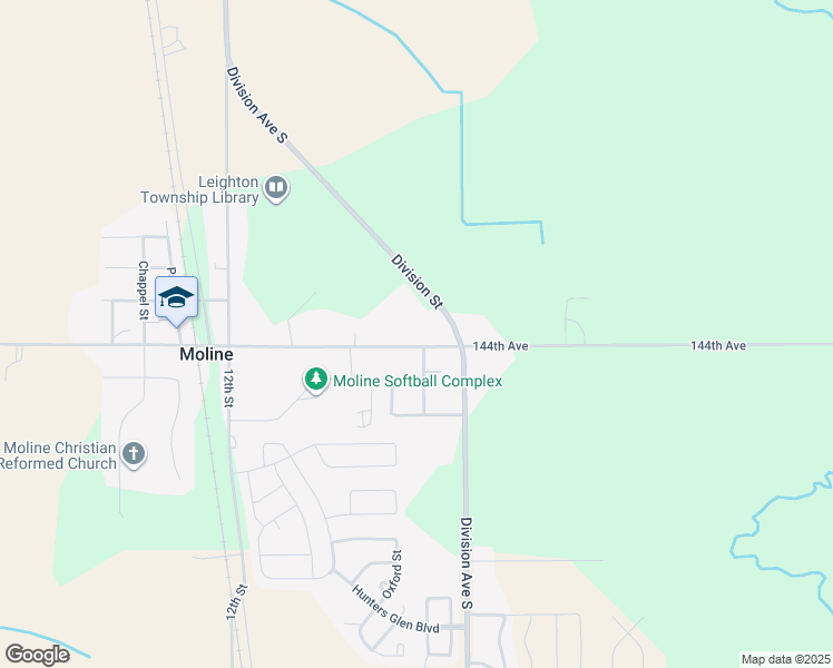 map of restaurants, bars, coffee shops, grocery stores, and more near 1125 144th Avenue in Wayland