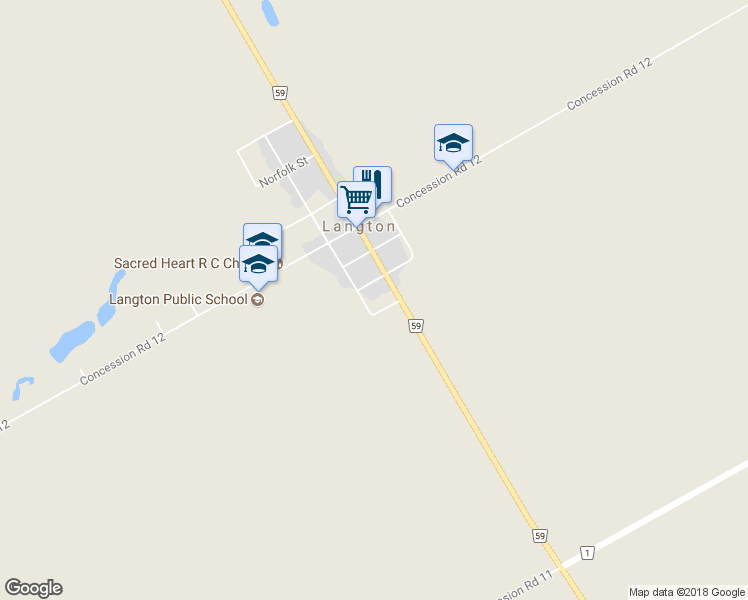 map of restaurants, bars, coffee shops, grocery stores, and more near 4 George Street in Langton