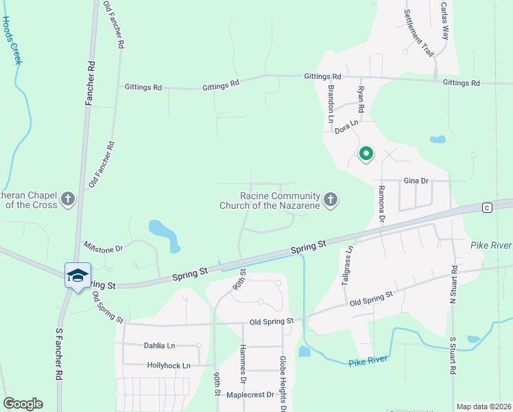 map of restaurants, bars, coffee shops, grocery stores, and more near 1445 90th Street in Racine
