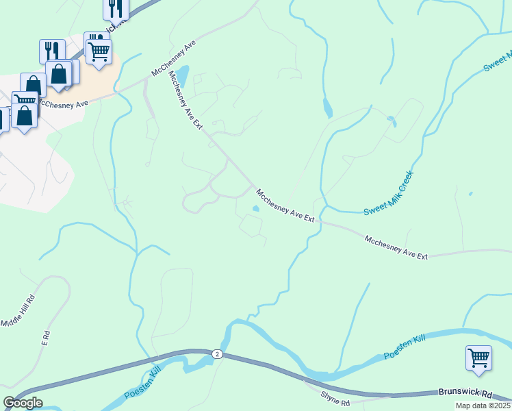 map of restaurants, bars, coffee shops, grocery stores, and more near 414 Mcchesney Avenue Extension in Troy