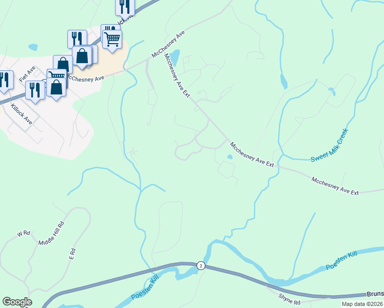 map of restaurants, bars, coffee shops, grocery stores, and more near 400 Mcchesney Avenue Extension in Troy