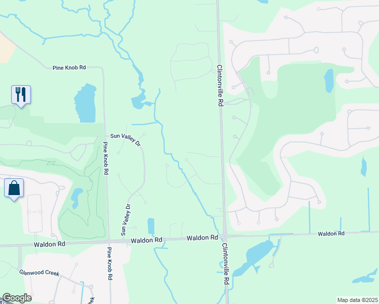 map of restaurants, bars, coffee shops, grocery stores, and more near 5035 Bordeaux Drive in Clarkston