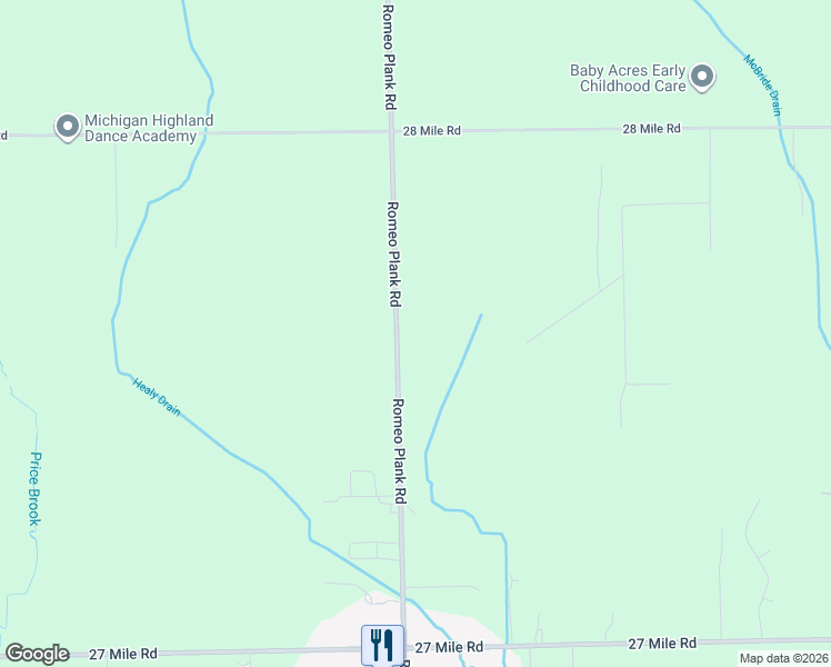 map of restaurants, bars, coffee shops, grocery stores, and more near 59966 Romeo Plank Road in Ray