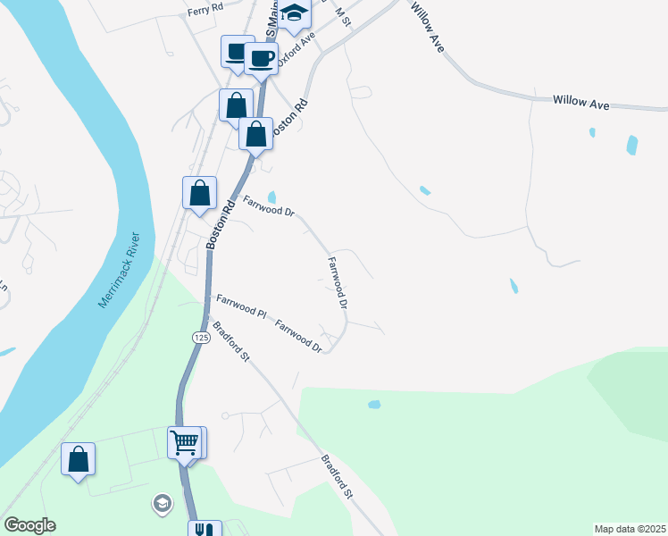 map of restaurants, bars, coffee shops, grocery stores, and more near 192 Farrwood Drive in Haverhill
