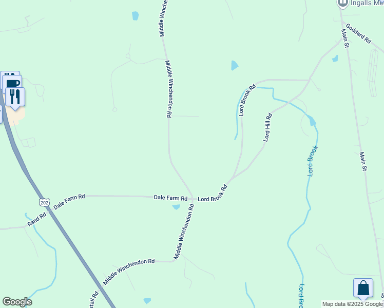 map of restaurants, bars, coffee shops, grocery stores, and more near 16 Windswept Drive in Rindge