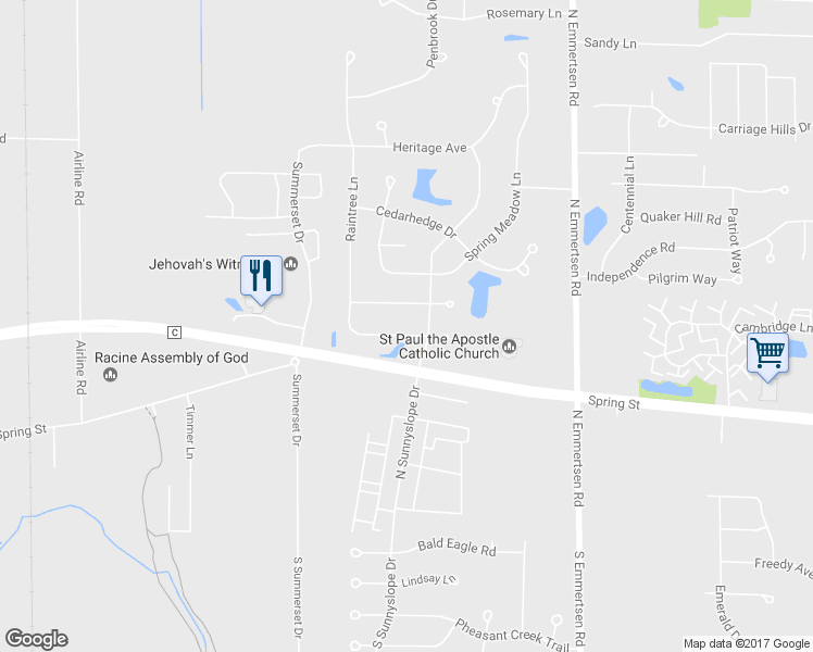 map of restaurants, bars, coffee shops, grocery stores, and more near 6546 Spring Hill Drive in Mount Pleasant