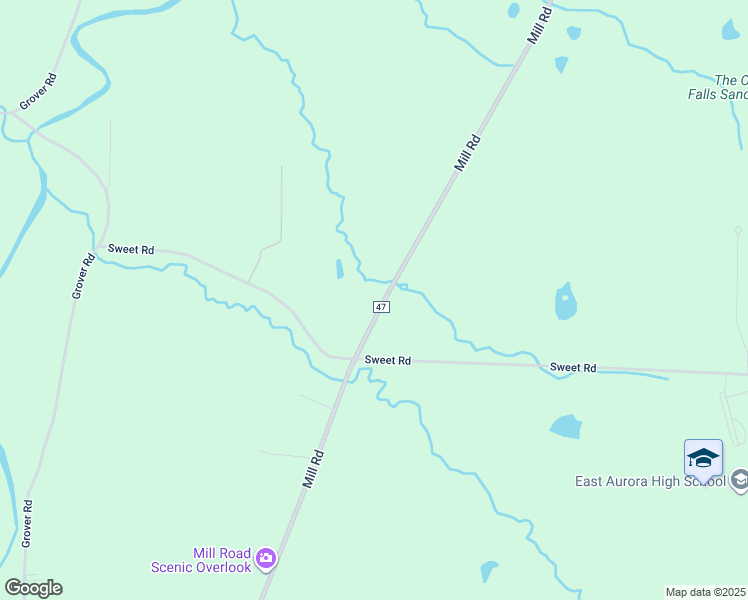 map of restaurants, bars, coffee shops, grocery stores, and more near 987 Mill Road in East Aurora