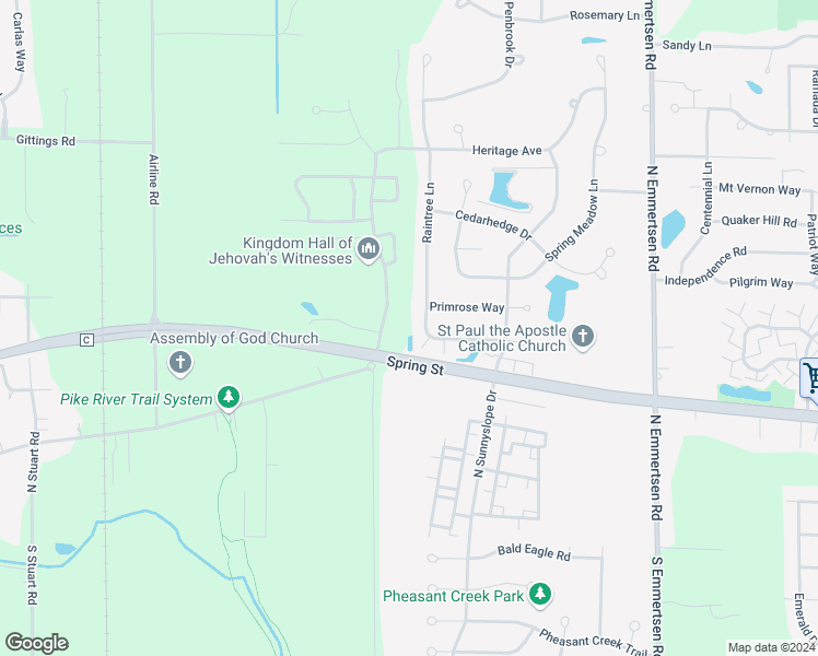 map of restaurants, bars, coffee shops, grocery stores, and more near 6631 Spring Hill Drive in Mount Pleasant