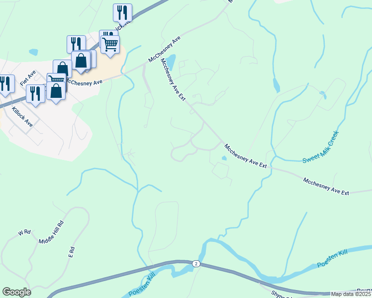 map of restaurants, bars, coffee shops, grocery stores, and more near 400 Mcchesney Avenue Extension in Troy