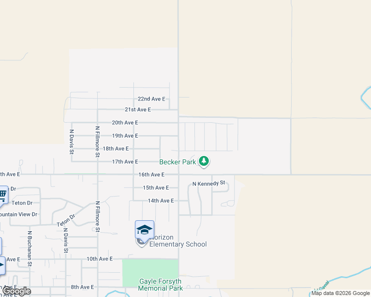 map of restaurants, bars, coffee shops, grocery stores, and more near 1911 North Kennedy Street in Jerome