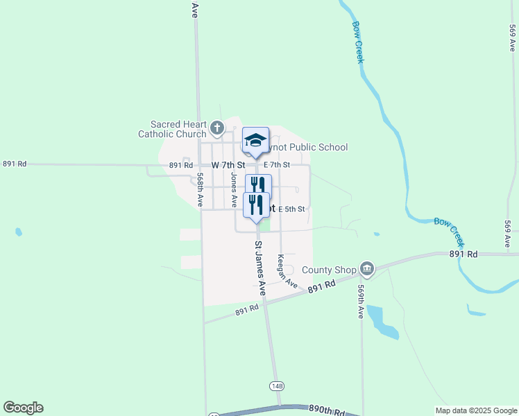 map of restaurants, bars, coffee shops, grocery stores, and more near in Wynot