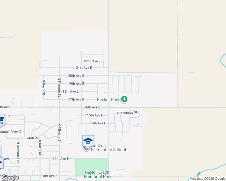 map of restaurants, bars, coffee shops, grocery stores, and more near 1911 North Kennedy Street in Jerome