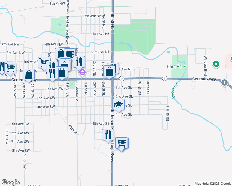 map of restaurants, bars, coffee shops, grocery stores, and more near 19 4th Street Southeast in Hampton