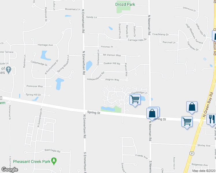 map of restaurants, bars, coffee shops, grocery stores, and more near 5919 Pilgrim Way in Mount Pleasant