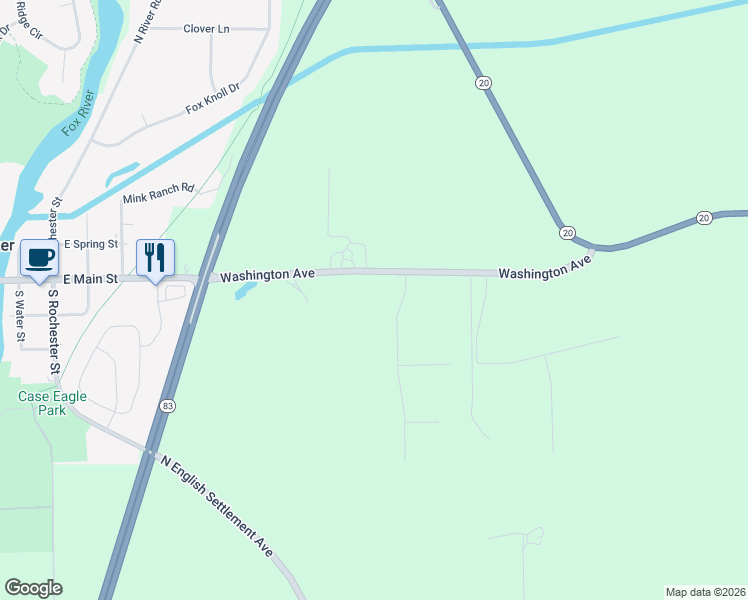 map of restaurants, bars, coffee shops, grocery stores, and more near 28919 Washington Avenue in Rochester