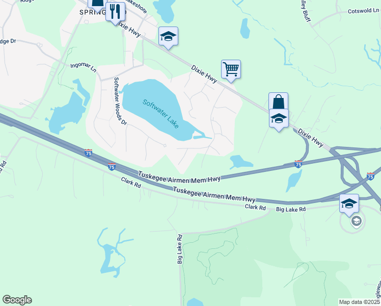 map of restaurants, bars, coffee shops, grocery stores, and more near 7041 Bluewater Drive in Clarkston