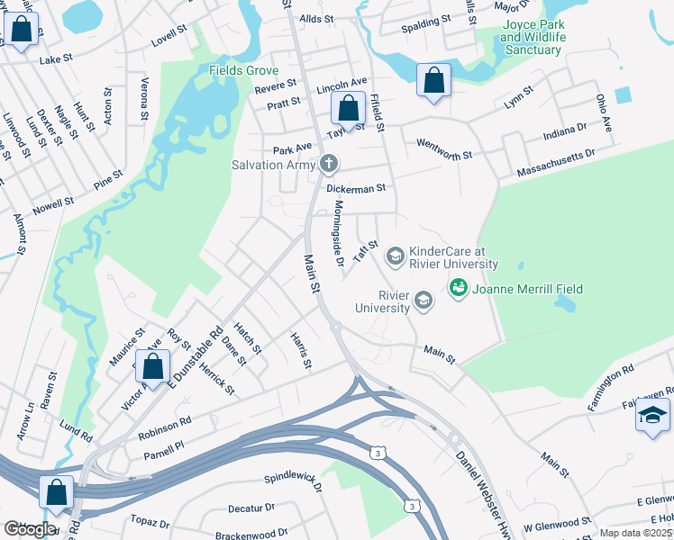 map of restaurants, bars, coffee shops, grocery stores, and more near 2 Morningside Drive in Nashua