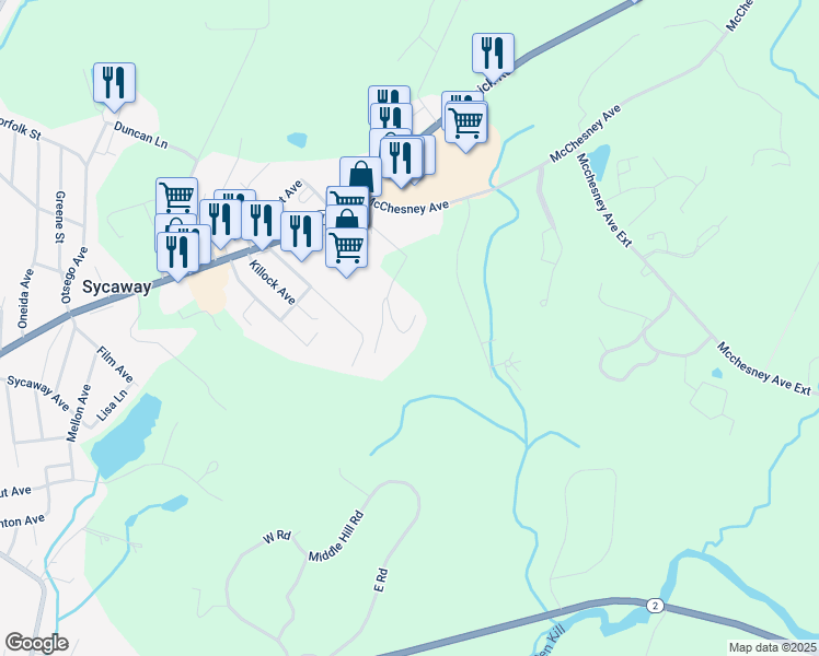 map of restaurants, bars, coffee shops, grocery stores, and more near 100 McChesney Avenue in Brunswick