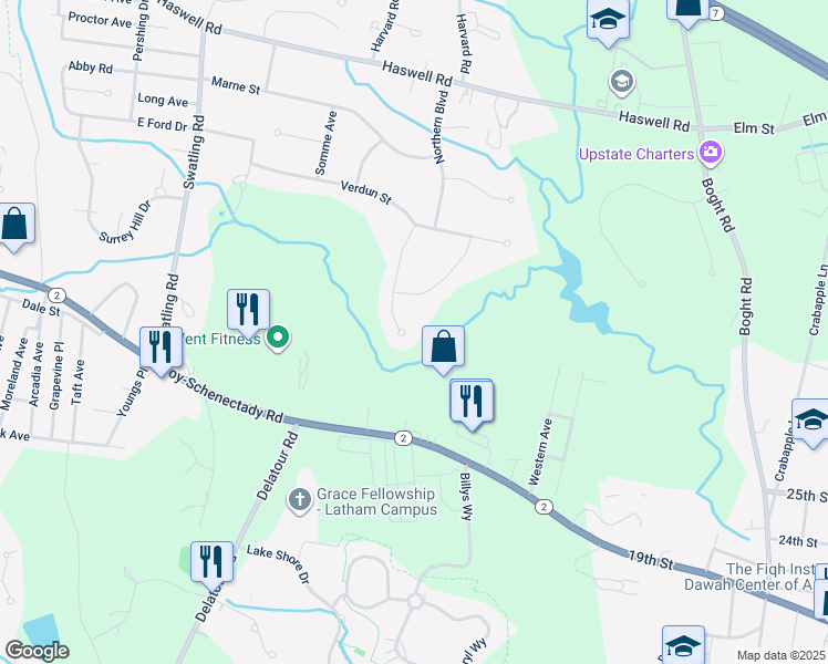 map of restaurants, bars, coffee shops, grocery stores, and more near 16 Champagne Court in Watervliet