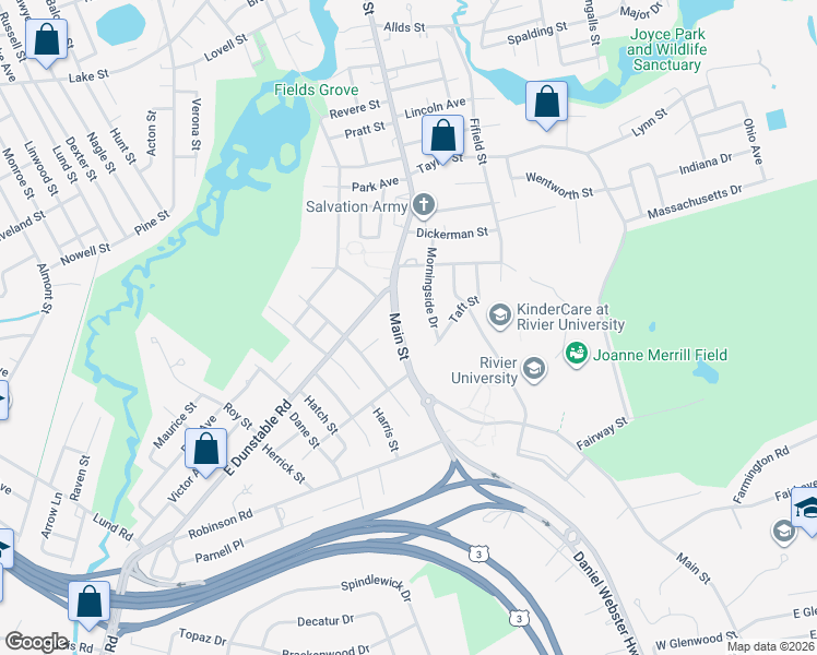 map of restaurants, bars, coffee shops, grocery stores, and more near 3 Morningside Drive in Nashua