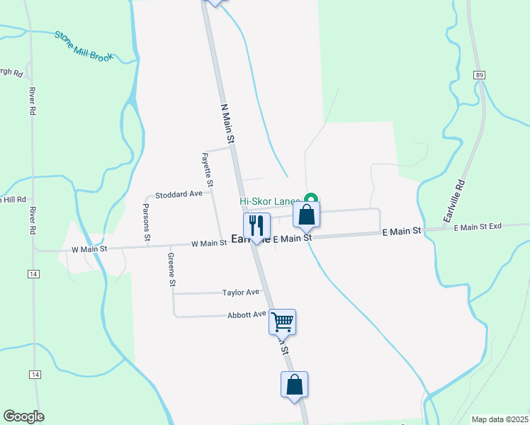 map of restaurants, bars, coffee shops, grocery stores, and more near 1 Clyde St in Earlville