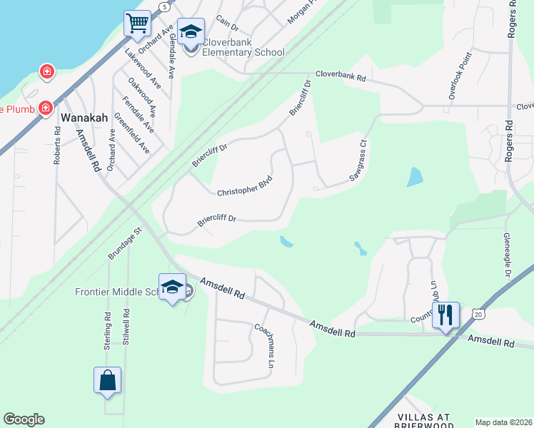 map of restaurants, bars, coffee shops, grocery stores, and more near 5333 Briercliff Drive in Hamburg