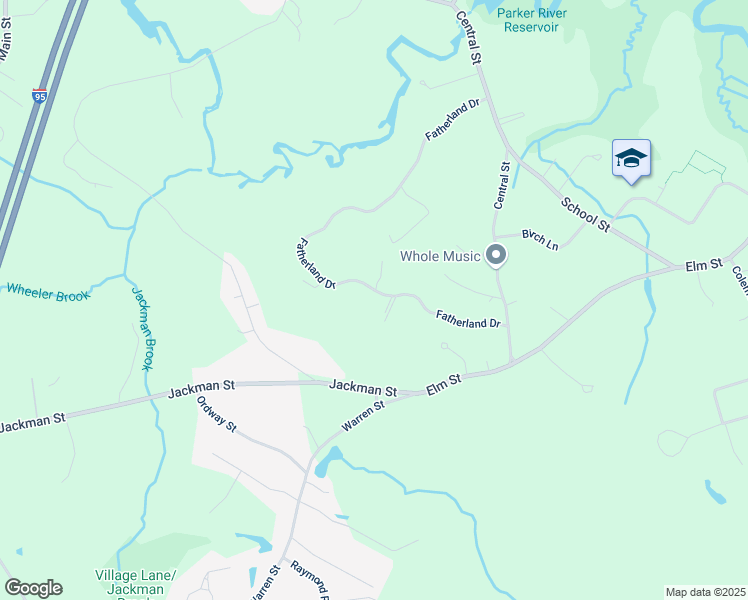 map of restaurants, bars, coffee shops, grocery stores, and more near 39 Fatherland Drive in Newbury