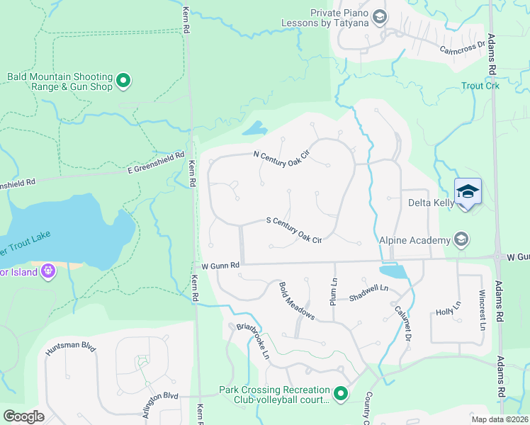 map of restaurants, bars, coffee shops, grocery stores, and more near 3774 South Century Oak Circle in Oakland charter Township