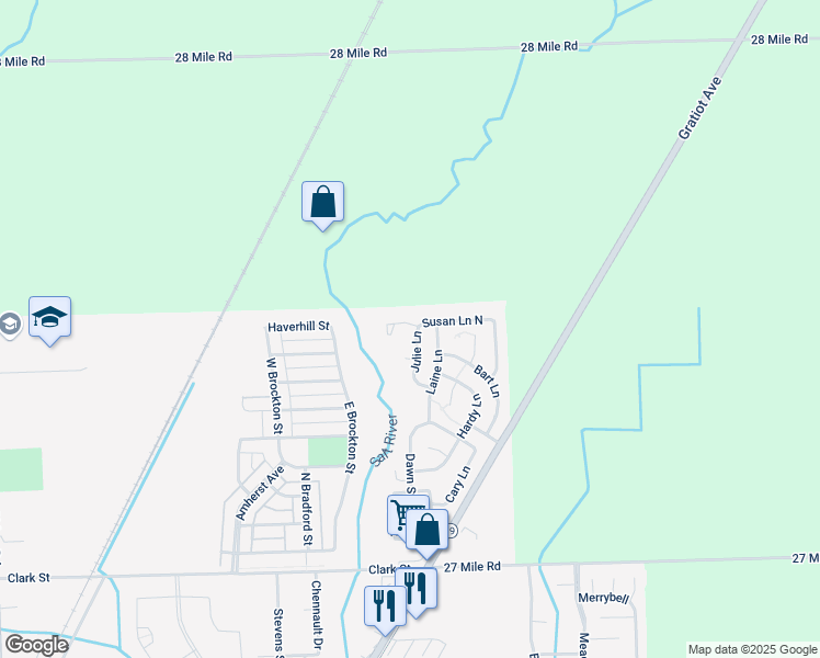 map of restaurants, bars, coffee shops, grocery stores, and more near 59479 Julie Lane in New Haven