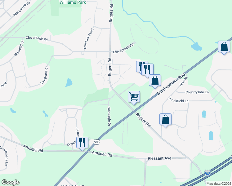 map of restaurants, bars, coffee shops, grocery stores, and more near 5351 Rogers Road in Hamburg