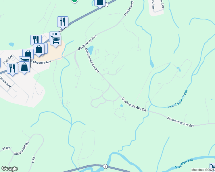 map of restaurants, bars, coffee shops, grocery stores, and more near 400 Mcchesney Avenue Extension in Troy