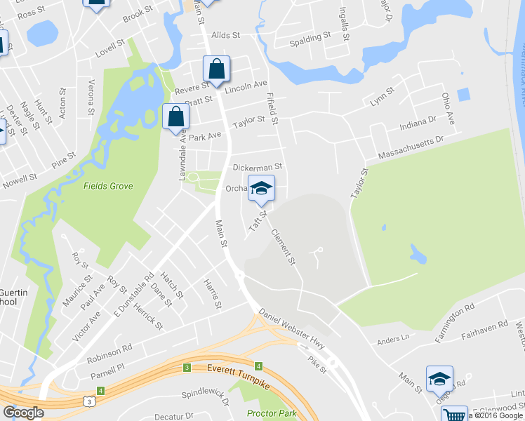 map of restaurants, bars, coffee shops, grocery stores, and more near 4 Taft Street in Nashua