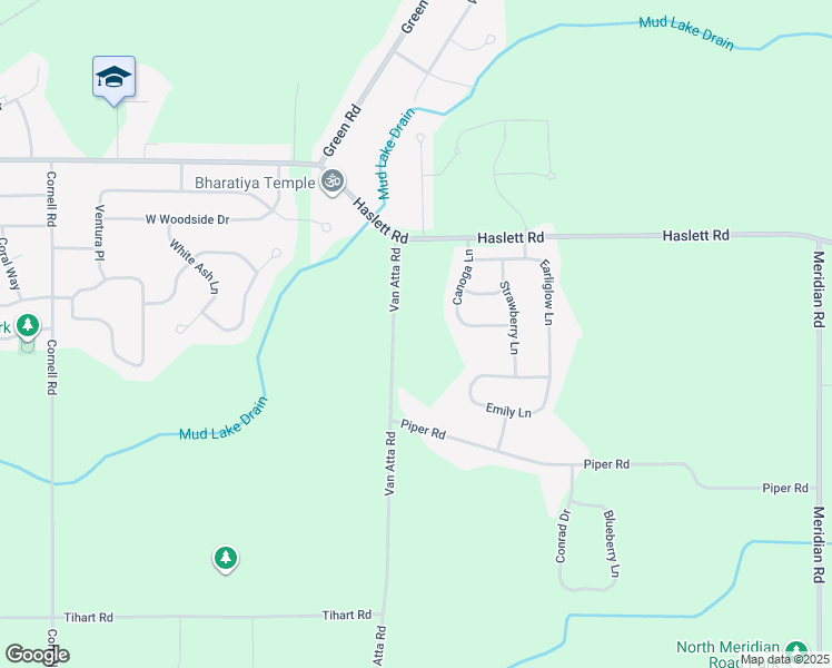 map of restaurants, bars, coffee shops, grocery stores, and more near 5488 Van Atta Road in Meridian charter Township