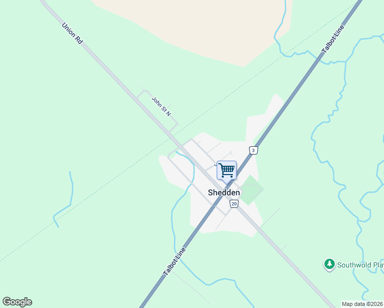 map of restaurants, bars, coffee shops, grocery stores, and more near 187 John Street in Shedden