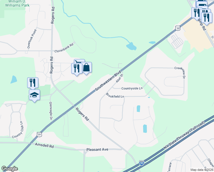 map of restaurants, bars, coffee shops, grocery stores, and more near 5334 Southwestern Boulevard in Hamburg