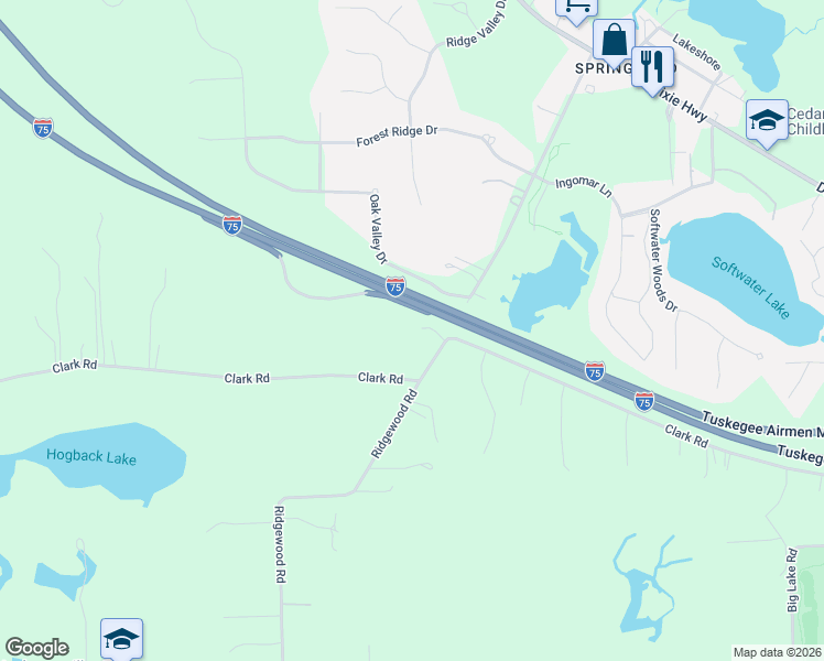 map of restaurants, bars, coffee shops, grocery stores, and more near Interstate 75 in Davisburg