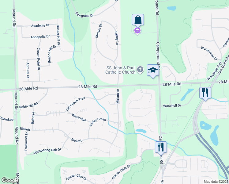 map of restaurants, bars, coffee shops, grocery stores, and more near 60841 Miriam Drive in Washington