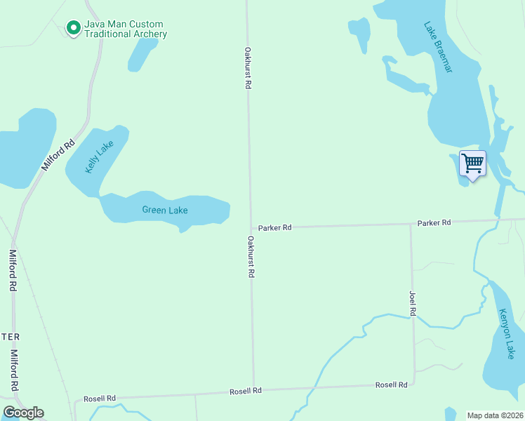 map of restaurants, bars, coffee shops, grocery stores, and more near 9820 Oakhurst Road in Holly
