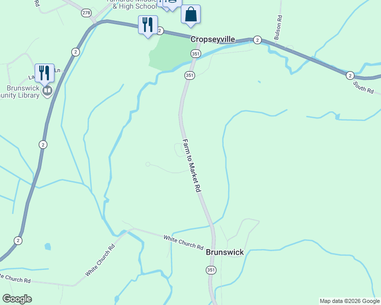map of restaurants, bars, coffee shops, grocery stores, and more near 818-826 Farm to Market Road in Troy