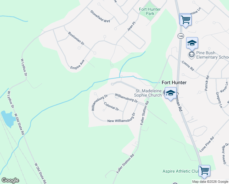 map of restaurants, bars, coffee shops, grocery stores, and more near 4066 Georgetown Square in Schenectady