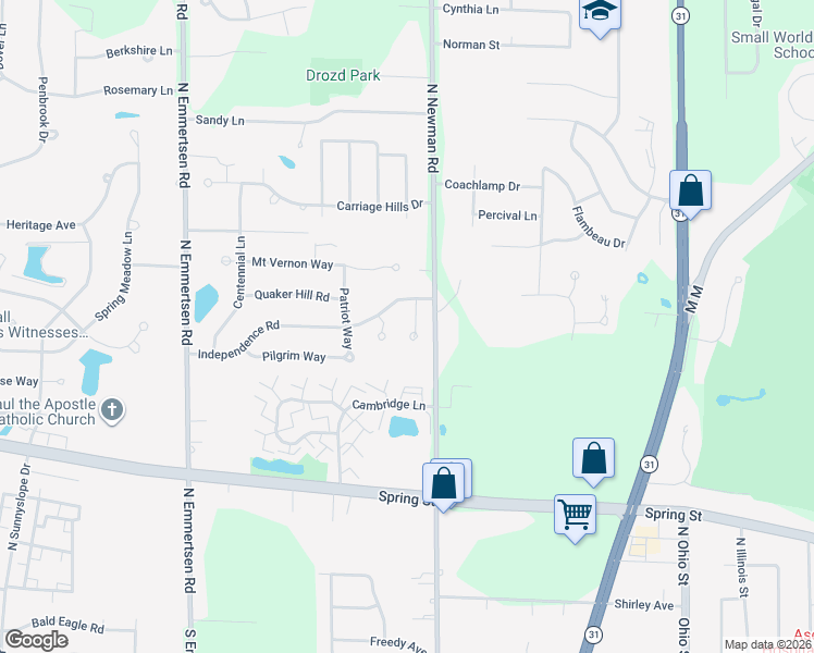 map of restaurants, bars, coffee shops, grocery stores, and more near 5611 Independence Road in Mount Pleasant
