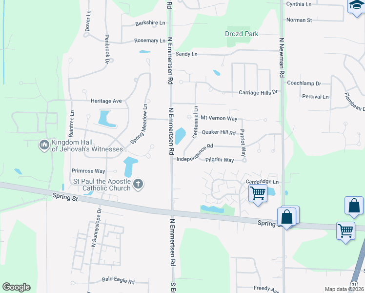 map of restaurants, bars, coffee shops, grocery stores, and more near 1724 Centennial Lane in Mount Pleasant