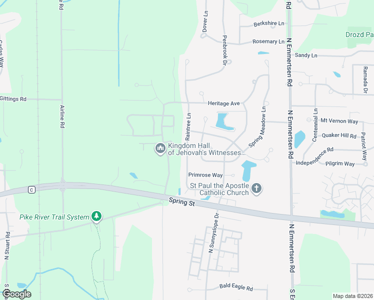 map of restaurants, bars, coffee shops, grocery stores, and more near 1630 Raintree Lane in Mount Pleasant